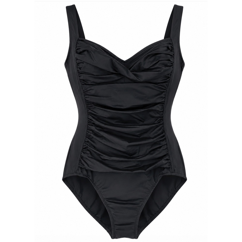 Croft & Barrow Body Sculptor Swimsuit Women Size 10 Black Ruched Shaping
